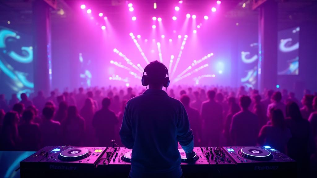 DJ and live entertainer performing for audience at CueCoins event